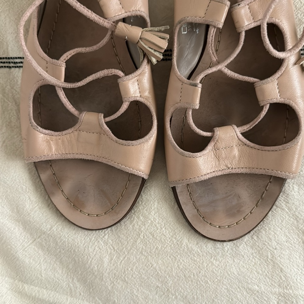 Zara women’s basic collection Strappy Leather Sandals Pink size 39 (US 8) - Picture 3 of 7
